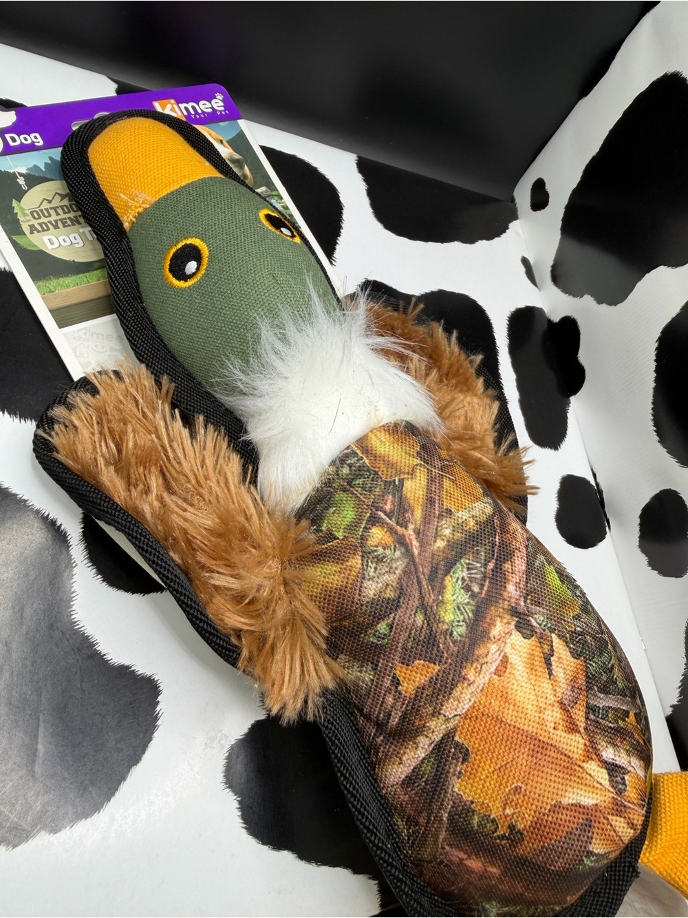 Kim’s Outdoor Adventure Plush Duck Dog Toy - Green & Brown Leaf Camo